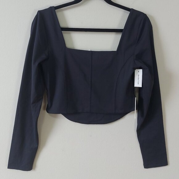 Aritzia Babaton Contour Reframe Bustier Top Size Large Black Cropped Squareneck - Picture 10 of 10